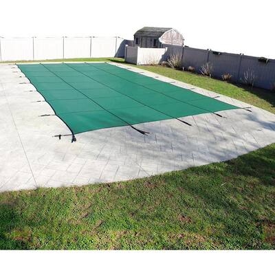 Mesh 15 ft. x 30 ft. Green In Ground Pool Safety Cover