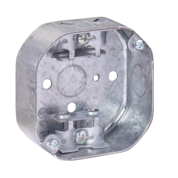 Southwire 4 in. W x 1-1/2 in. D Steel Metallic Octagon Box with Three 1/2 in. KO's and MC/BX Clamps, 1-Pack