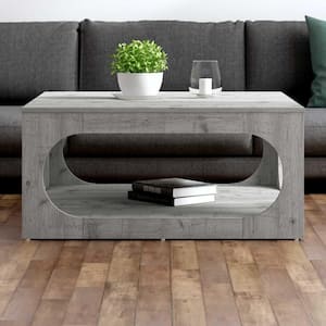 Doyle 34.8 in. Gray Square Wood Top Coffee Table