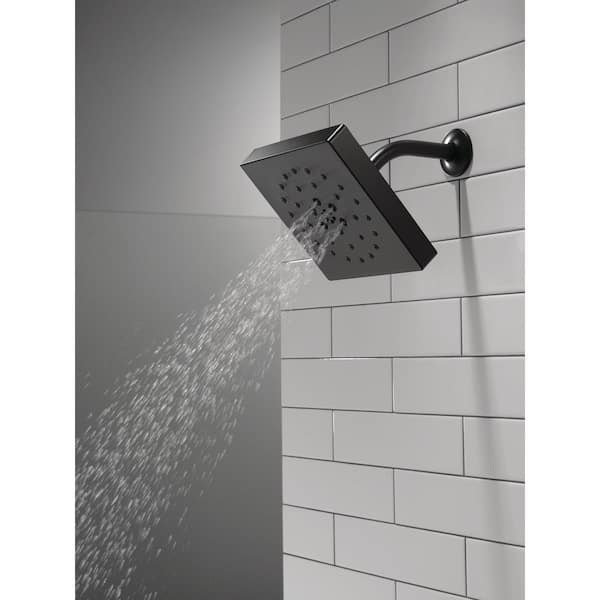 4-Spray Patterns 1.75 GPM 7.69 in. Wall Mount Fixed Shower Head with H2Okinetic in Matte Black