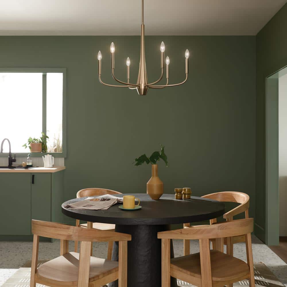 Champagne Bronze 6-Light Modern Chandelier, 28" x 22.5"
