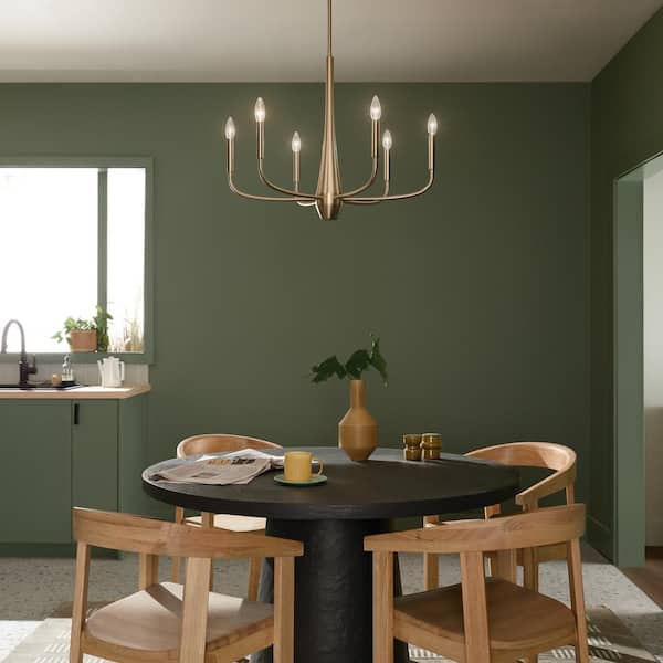 Deela 28 in. 6-Light Champagne Bronze Candle Circle Chandelier for Dining Room