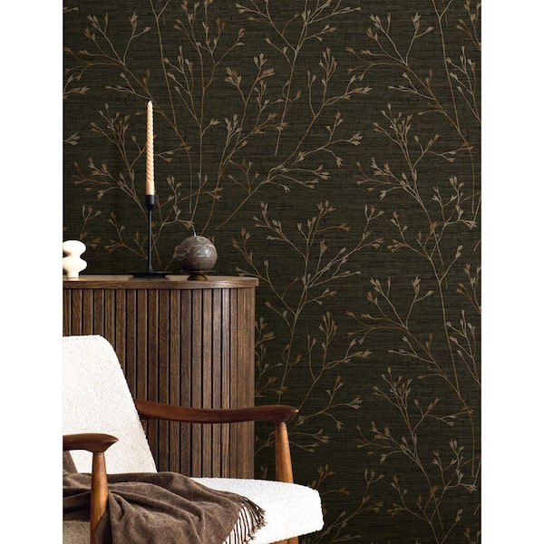 60.75 sq. ft. Espresso Withington Branch Embossed Vinyl Unpasted Wallpaper Roll