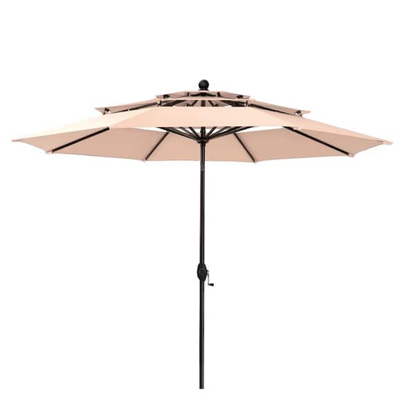 10 ft. Market Patio Umbrella 3-Layer with Tilt in Beige