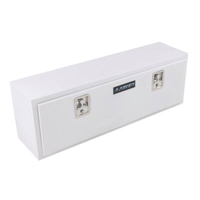 48 in White Steel Full Size Top Mount Truck Tool Box with mounting hardware and keys included