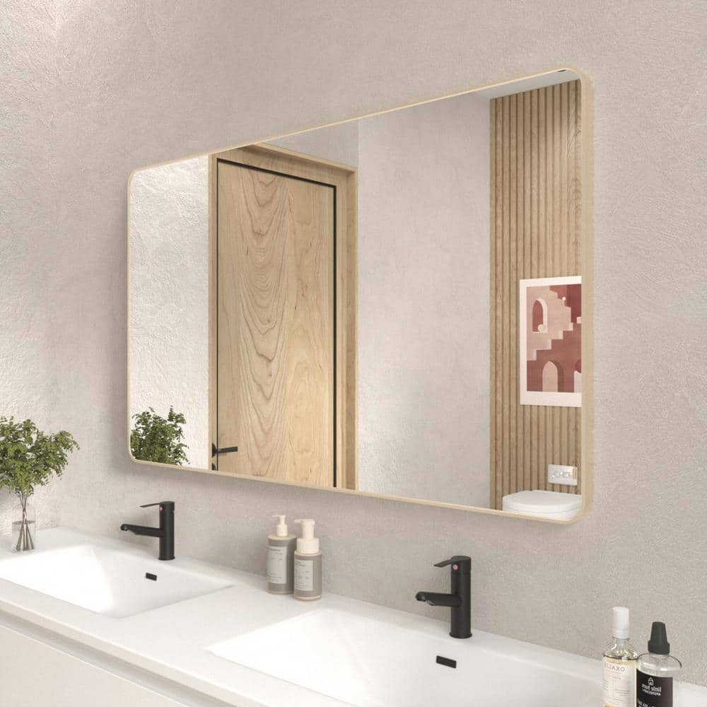 Gold 60 in. W x 36 in. Modern Rectangular Wall Mirror, Bathroom Vanity Mirr