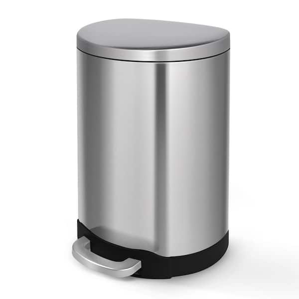 Innovaze 3.2 Gal./12-Liter Fingerprint Free Brushed Stainless Steel Semi-Round Step-On Trash Can