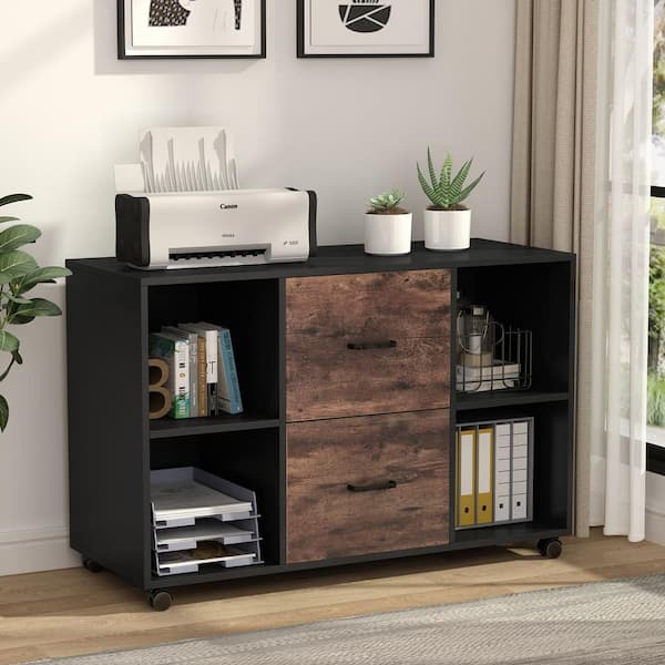 BYBLIGHT Atencio Rustic Brown File Cabinet with Drawer and Open Storage  Shelves Bookcase for Letter Size/A4 Size Lateral BB-C0294DT - The Home Depot