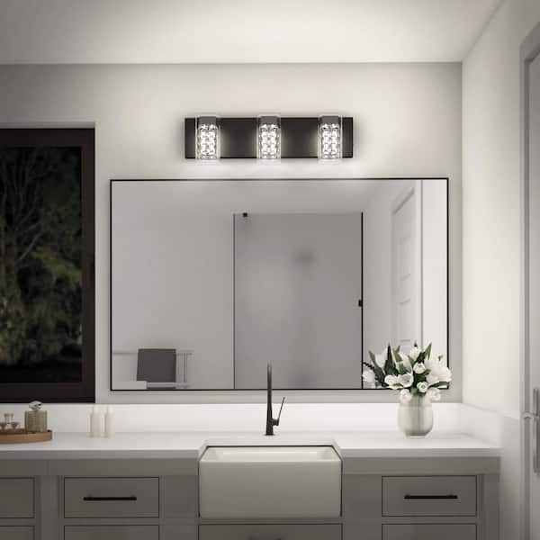 Artika Crystal Cube 20 in. 3 Light Matte Black Modern Integrated