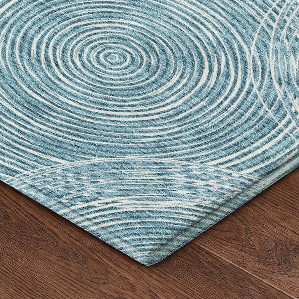 Mayfield Premium Machine Washable Abstract AMF2534 Teal 10 ft. x 14 ft. Area Rug