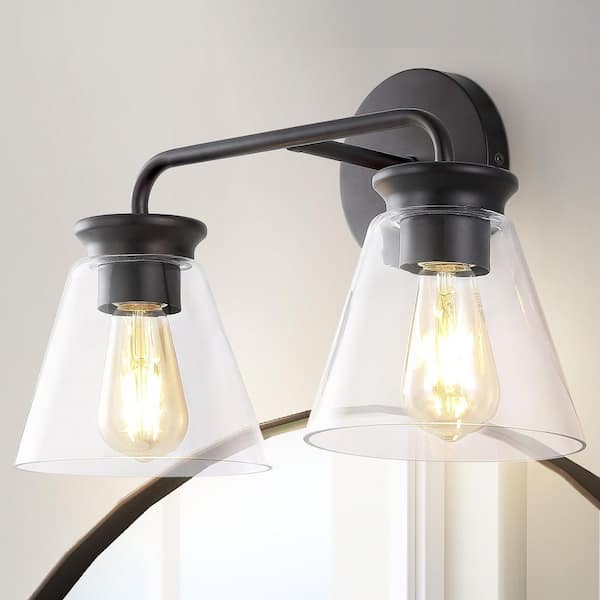 JONATHAN Y Kondo 17 in. 2-Light Oil Rubbed Bronze Modern Farmhouse Iron LED Vanity Light