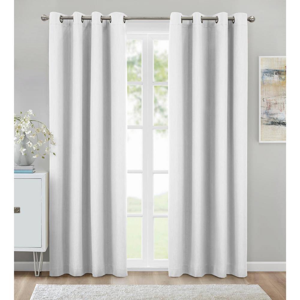 Kelly White Polyester Textured 52 in. W x 108 in. L Grommet Indoor Blackout
