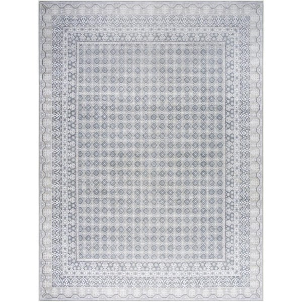 LivablissX Our PNW Home Rainier White/Pale Blue Cottage 3 ft. x 8 ft. Indoor Area Rug