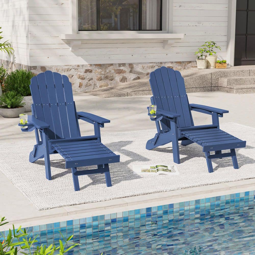 Bewood Outdoor Plastic Folding Adirondack Chair with Retractable