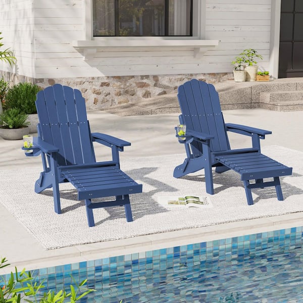 Bewood Outdoor Plastic Folding Adirondack Chair with Retractable