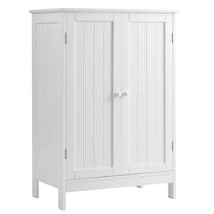 23.5 in. W x 14 in. D x 34.5 in. H Bathroom Floor Storage Linen Cabinet Double Door Kitchen Cupboard in White