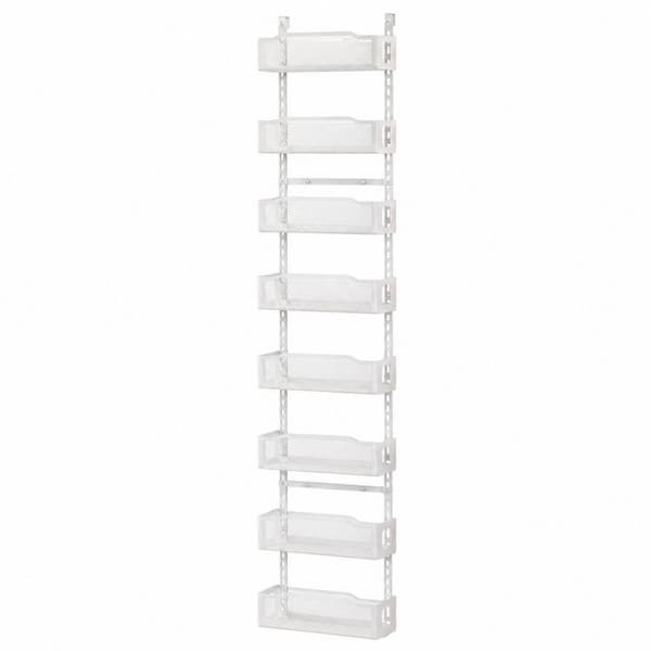 8-Tier White Adjustable Metal Over the Door Pantry Organizer and Wall-Mount Spice Rack