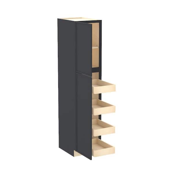 Franklin 18 in. W x 24 in. D x 84 in. H Assembled Plywood Pantry Kitchen Cabinet in Valiant Onyx with 4ROT Soft Close LH