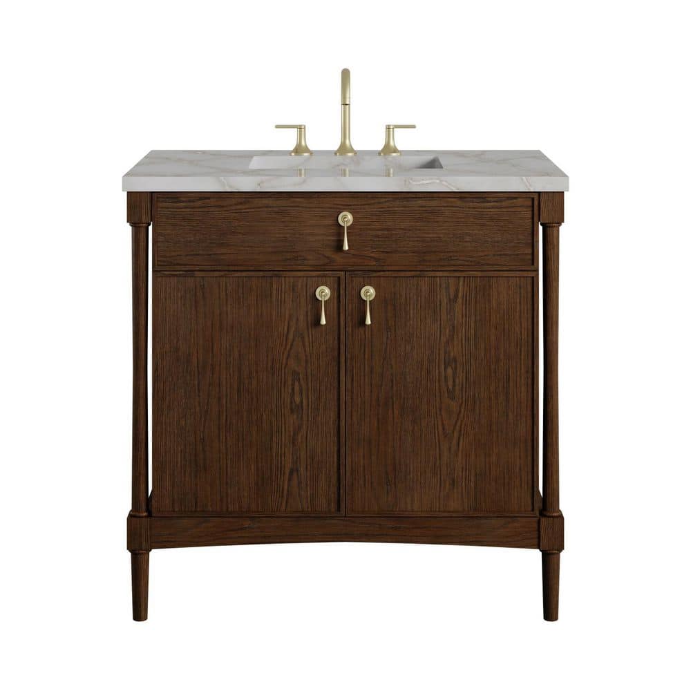 Kinnsden 36.0 in. Single Bath Vanity in Sable Oak with Victorian Silver Silestone Low Silica Surface Top price history on PriceWatchPro