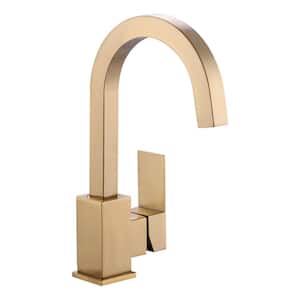Single Handle Stainless Steel Bar Faucet Deckplate Not Included in Brushed Gold