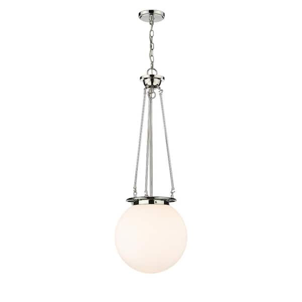 Beacon 100-Watt 1-Light Polished Nickel Shaded Mini Pendant Light with Painted Glass Shade