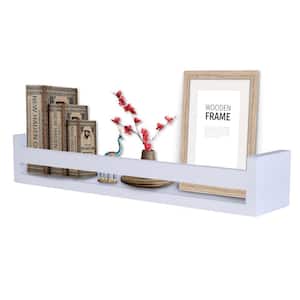 18 in. White Wooden Floating Decorative Wall Ledge Shelf