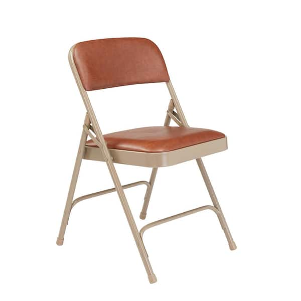 National Public Seating 1203 Brown Vinyl Seat Stackable Folding Chair (Set of 4) - 1