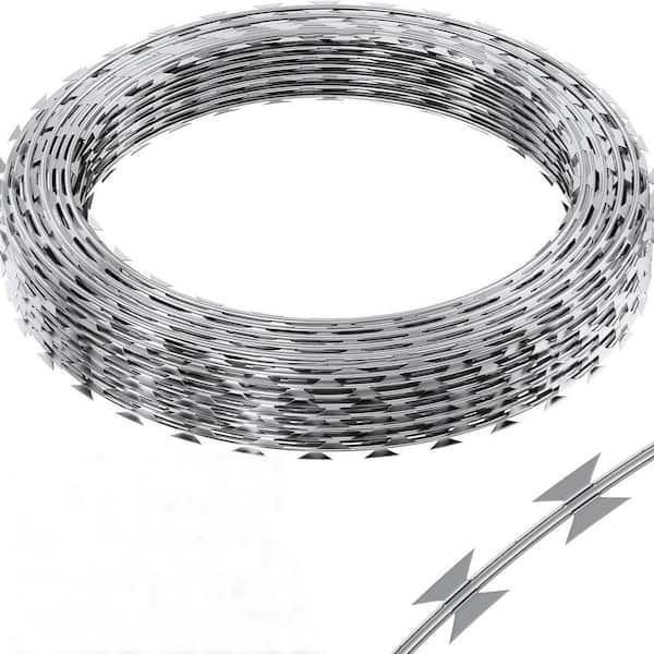 328 ft. High-Tensile Galvanized Steel Barbed Wire Fencing with Non-Rusting Wire Razor, Useful Protection for Garden