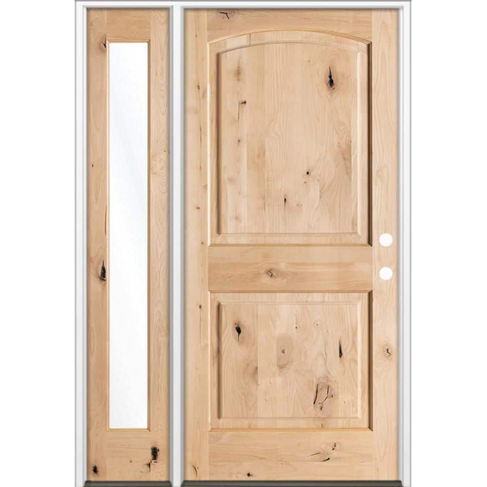 50 in. x 80 in. Knotty Alder 2-Panel Arch-Top Left-Hand/Inswing Clear Glass Unfinished Wood Prehung Front Door w/ LFSL price history on PriceWatchPro