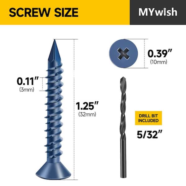 3/16 in. x 1-1/4 in. Flat Phillips Head Concrete Screws (30-Piece)