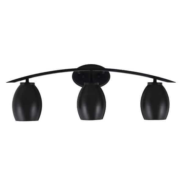 Unbranded Siena 29 in. 3-Light Vanity Light Matte Black with Matte Black Metal Shades