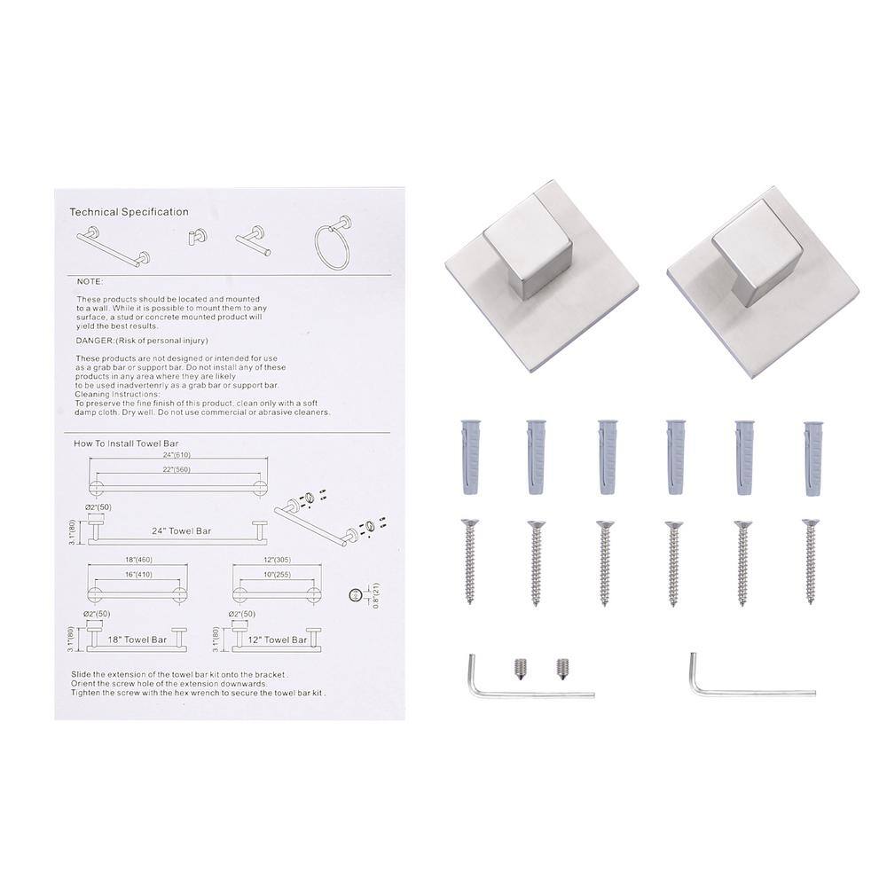 Brushed Nickel Stainless Steel Wall Mounted J-Hook Set