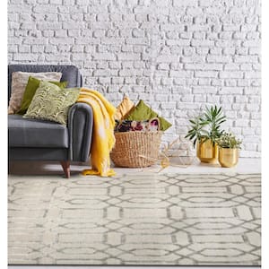Gray 9 ft. x 12 ft. Hand-Knotted Wool and Viscose Links Area Rug