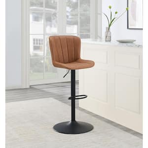 Kirkdale 24.5 in. Sand Low Back Metal/Wood Counter Stool Faux Leather Seat Set of 2 Included