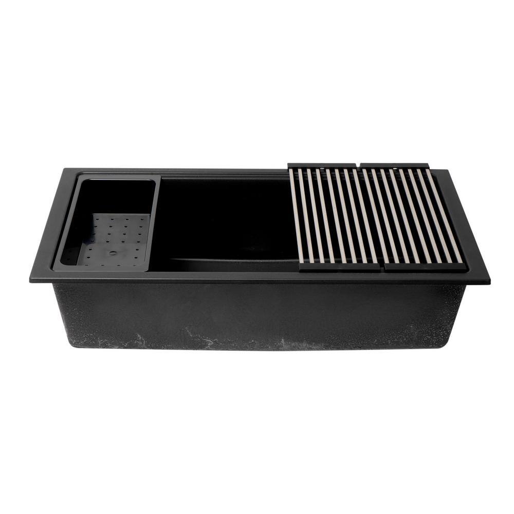 34'' Matte Black Granite Composite Undermount Kitchen Sink