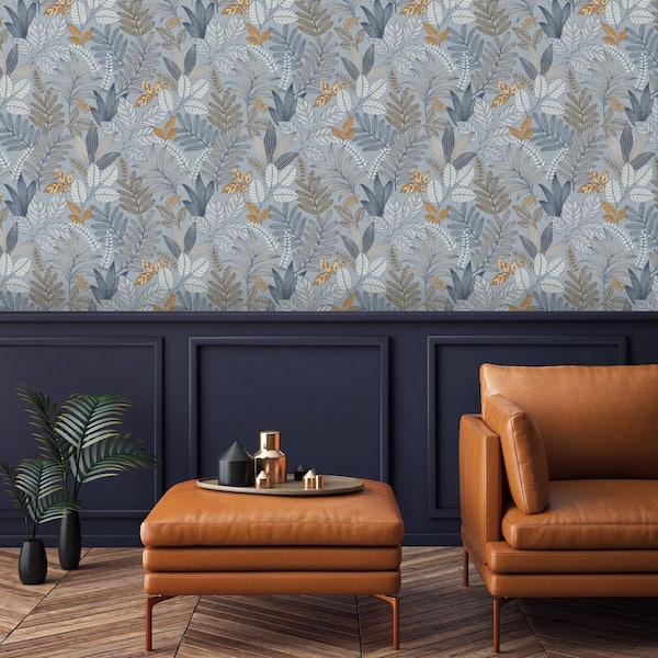 Allure Foliage Blue Wallpaper Sample