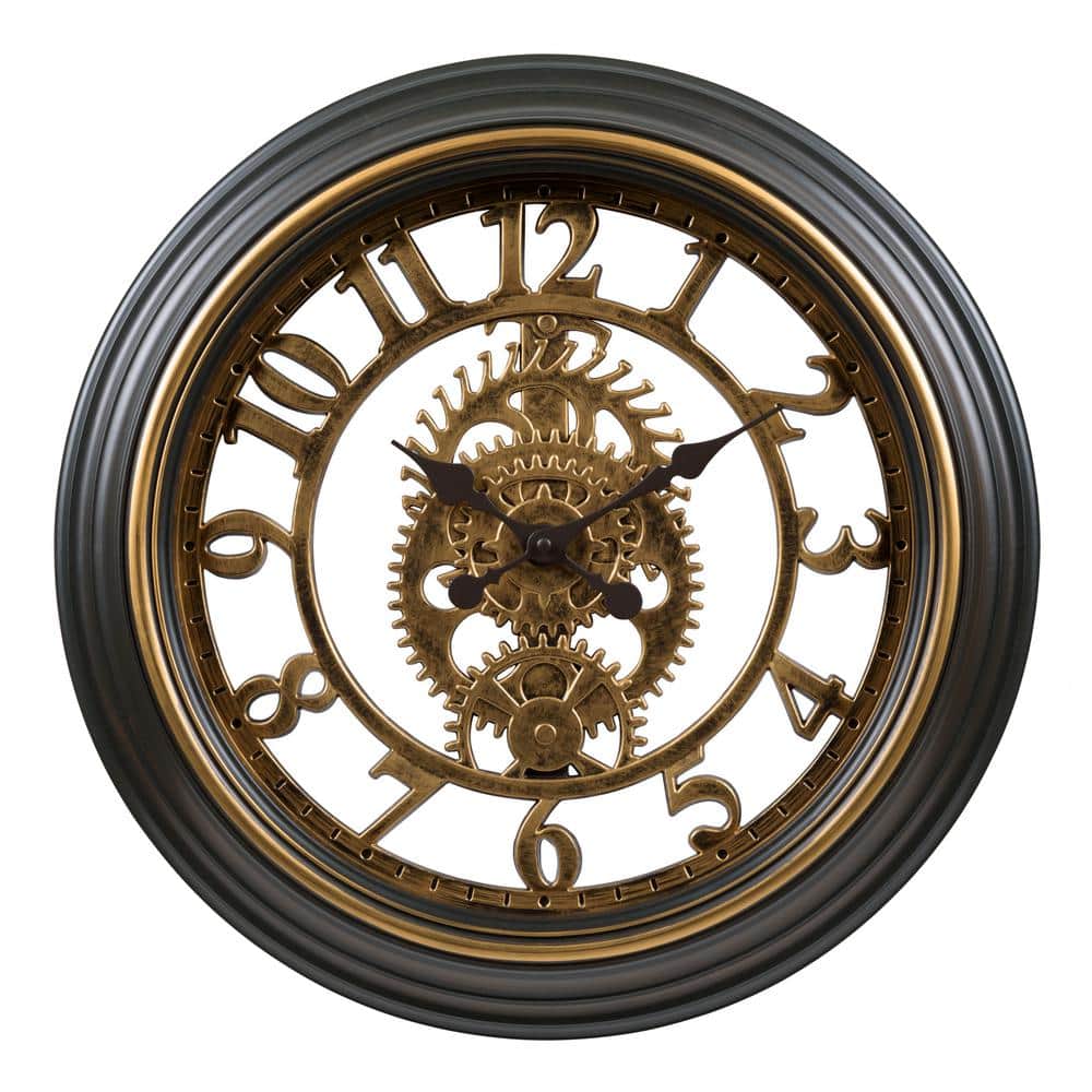 La Crosse Clock 20 in. Bronze Cut-Out Gears Quartz Wall Clock 404-3051C ...