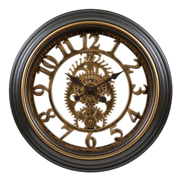 La Crosse Clock 20 in. Bronze Cut-Out Gears Quartz Wall Clock
