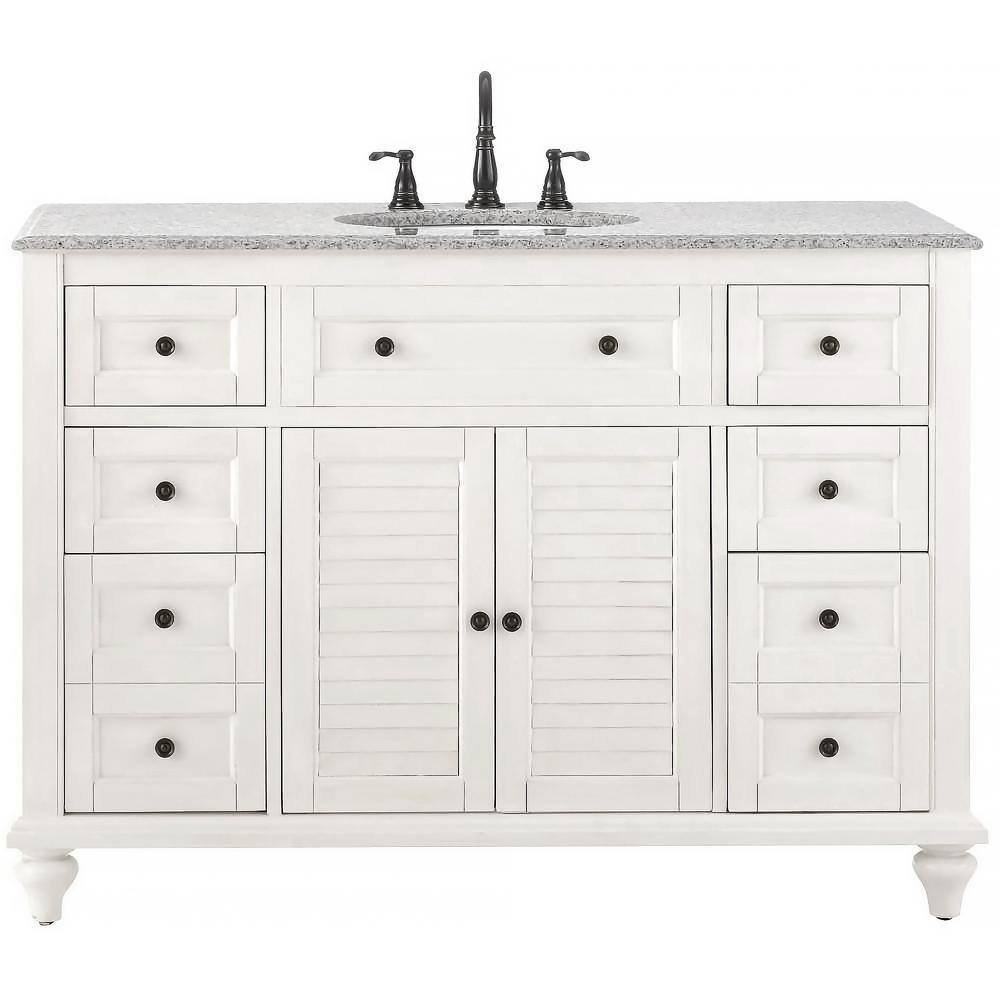 Home Decorators Collection Hamilton Shutter 49 1 2 In W X 22 D Bath Vanity Ivory With Granite Top Grey 10806 Vs48h Dw The Depot Home Decorators Collection Hamilton, Home Depot Bathroom Vanity Granite Top