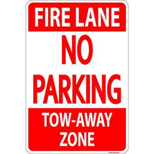12 in. x 8 in. Plastic Fire Lane No Parking Tow-Away Zone Sign