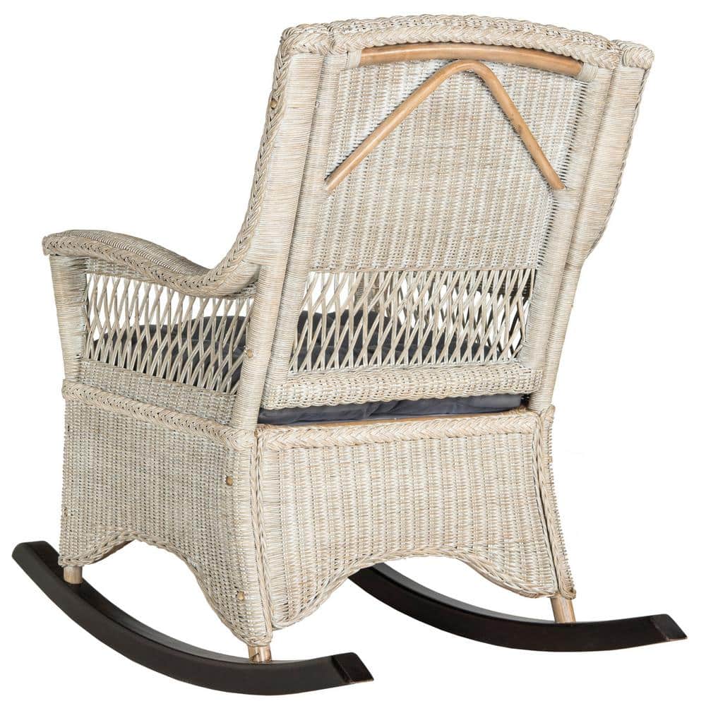 Coastal Chic Antique Grey Rattan Rocking Chair