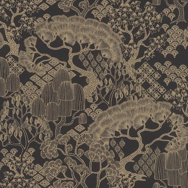 Chiaki Black Bonsai Dreams Vinyl Non-Pasted Wallpaper Roll
