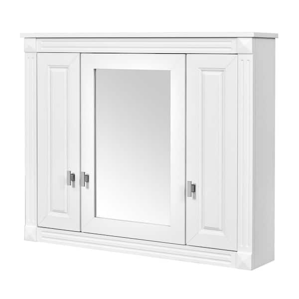 Avex White 35 in. W x 28.74 in. H Rectangular MDF Medicine Cabinet with Mirror