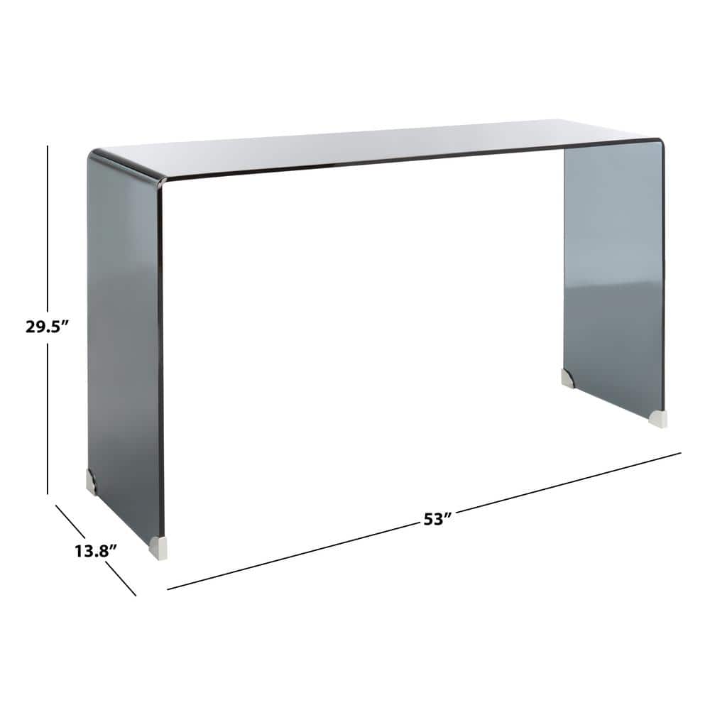 Huck Clear and Gray Glass Console Table with Storage