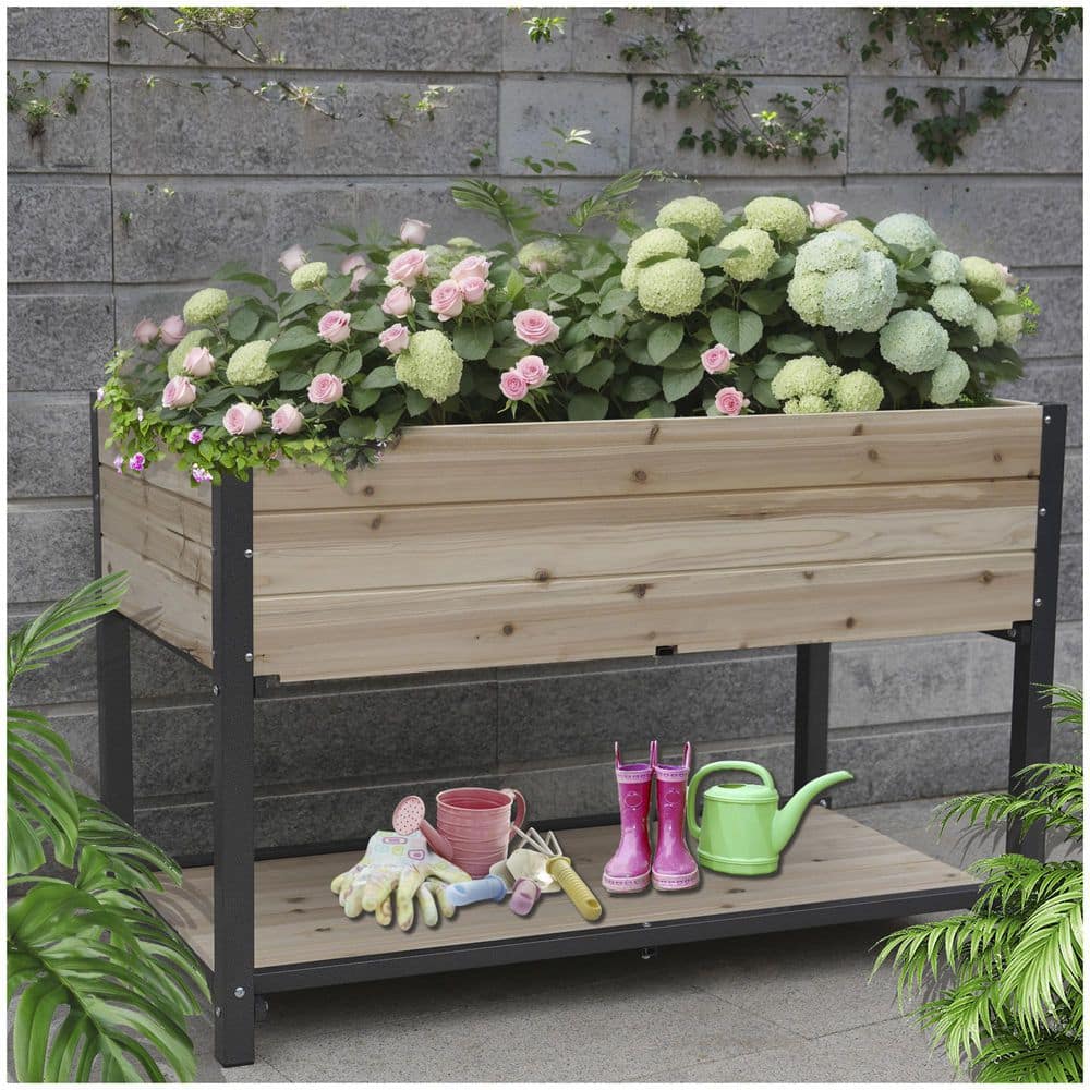 45 in. x 23 in. x 29 in. Wood Raised Garden Bed, 45 in. Iron-Wood Combined 