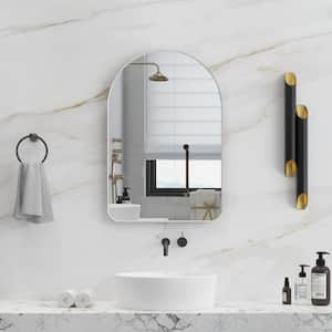 24 in. W x 36 in. H Arch Framed Wall Mount Bathroom Vanity Mirror in White