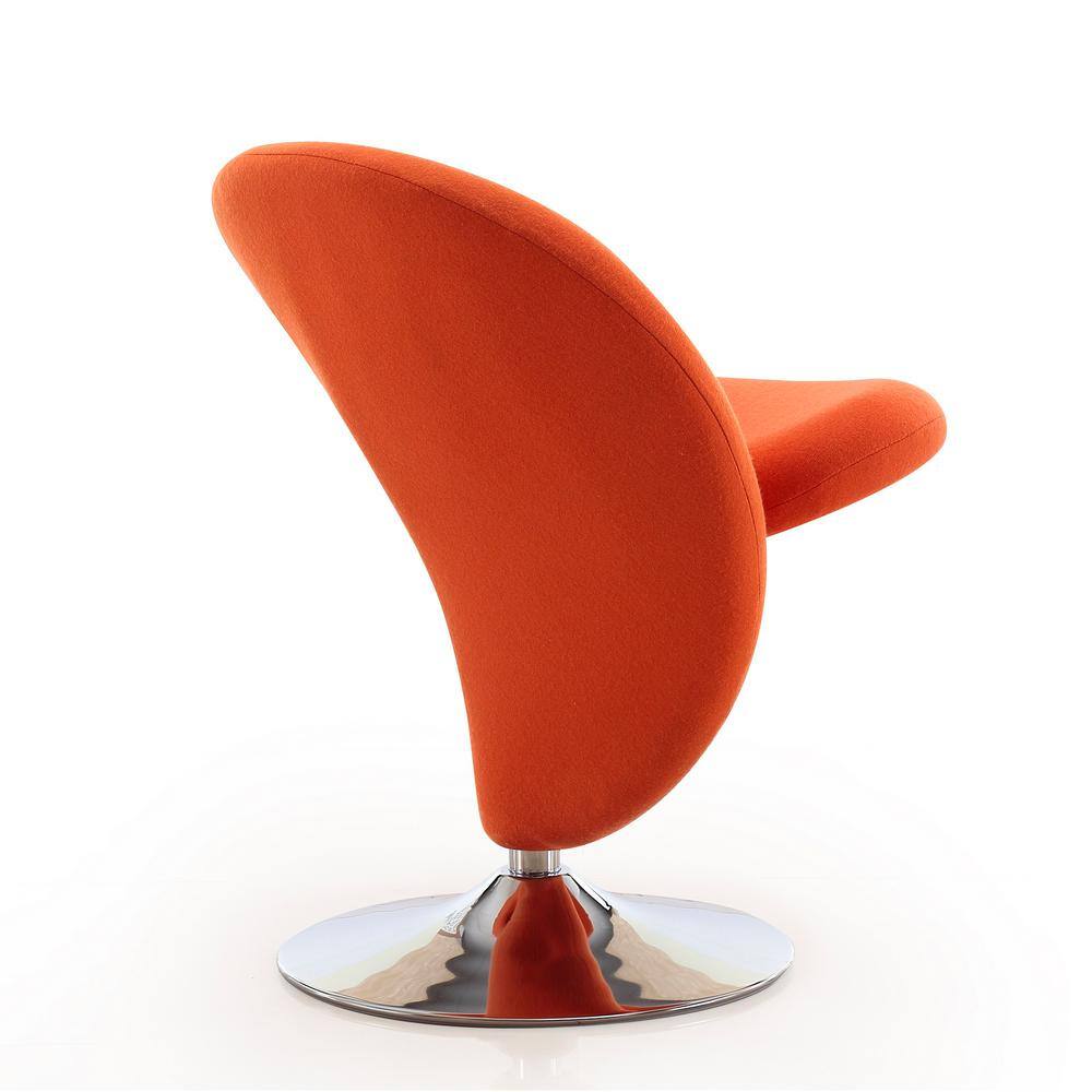 Curl Orange and Chrome Wool Swivel Accent Chair
