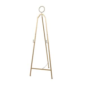 52 in. Gold Metal Tall Adjustable Minimalistic Tabletop Display 3 Tier Easel with Circular Ring Top