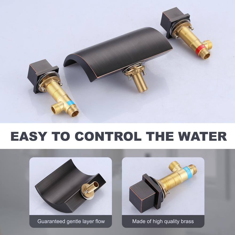 Oil Rubbed Bronze Waterfall Roman Tub Faucet with Double Handles