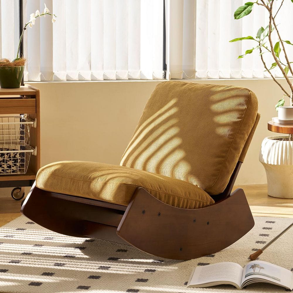 35.4 in. Orange Upholstered Glider Rocking Chair with Solid Wood Frame Nursery Chair with Smooth Motion price history on PriceWatchPro
